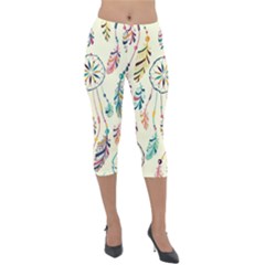 Dreamcatcher Abstract Pattern Lightweight Velour Capri Leggings  by Semog4