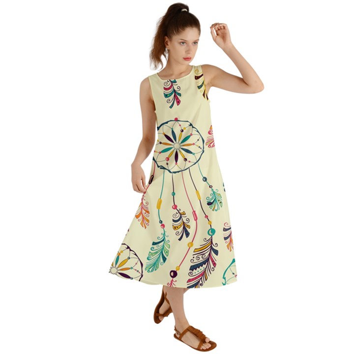 Dreamcatcher Abstract Pattern Summer Maxi Dress