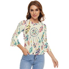 Dreamcatcher Abstract Pattern Bell Sleeve Top