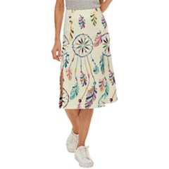 Dreamcatcher Abstract Pattern Midi Panel Skirt by Semog4