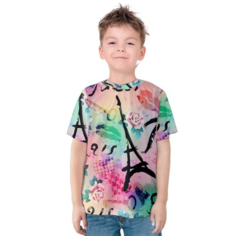 From Paris Abstract Art Pattern Kids  Cotton Tee by Semog4