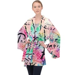 From Paris Abstract Art Pattern Long Sleeve Velvet Kimono  by Semog4