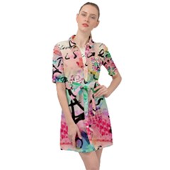 From Paris Abstract Art Pattern Belted Shirt Dress by Semog4