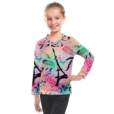 From Paris Abstract Art Pattern Kids  Long Mesh Tee by Semog4