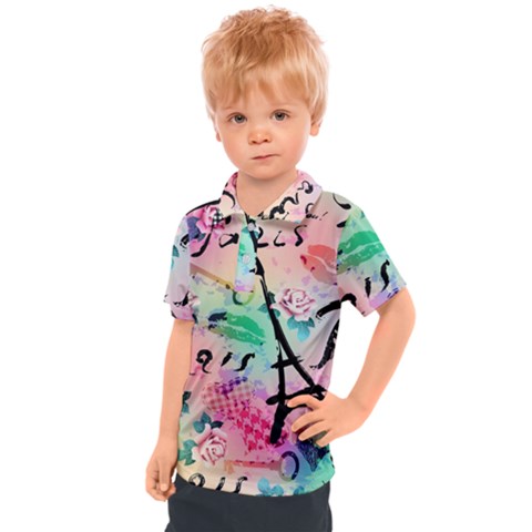 From Paris Abstract Art Pattern Kids  Polo Tee by Semog4