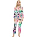 From Paris Abstract Art Pattern Womens  Long Sleeve Velvet Pocket Pajamas Set View1