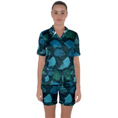 Pattern Plant Abstract Satin Short Sleeve Pajamas Set by Semog4