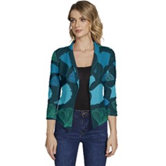 Pattern Plant Abstract Women s Casual 3/4 Sleeve Spring Jacket