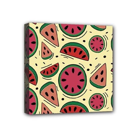 Watermelon Pattern Slices Fruit Mini Canvas 4  X 4  (stretched) by Semog4