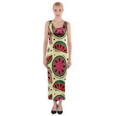 Watermelon Pattern Slices Fruit Fitted Maxi Dress by Semog4