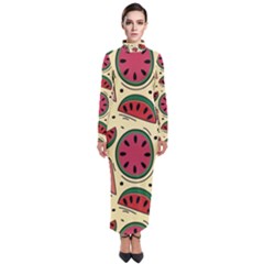 Watermelon Pattern Slices Fruit Turtleneck Maxi Dress by Semog4