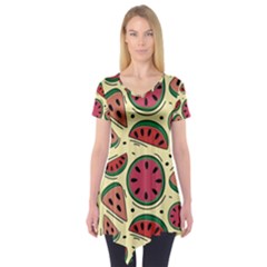 Watermelon Pattern Slices Fruit Short Sleeve Tunic  by Semog4