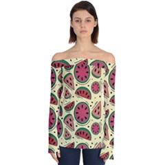 Watermelon Pattern Slices Fruit Off Shoulder Long Sleeve Top by Semog4