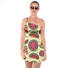 Watermelon Pattern Slices Fruit One Shoulder Ring Trim Bodycon Dress by Semog4