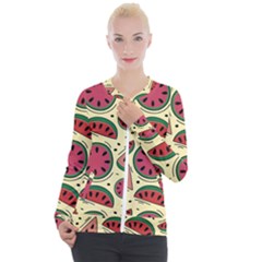 Watermelon Pattern Slices Fruit Casual Zip Up Jacket by Semog4