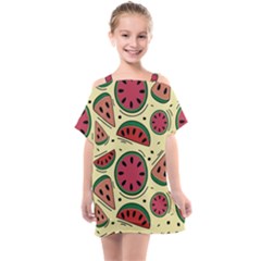 Watermelon Pattern Slices Fruit Kids  One Piece Chiffon Dress by Semog4