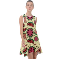 Watermelon Pattern Slices Fruit Frill Swing Dress