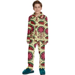 Watermelon Pattern Slices Fruit Kids  Long Sleeve Velvet Pajamas Set by Semog4