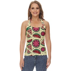 Watermelon Pattern Slices Fruit Basic Halter Top by Semog4