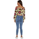 Watermelon Pattern Slices Fruit Long Sleeve Crinkled Weave Crop Top View4