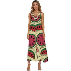 Watermelon Pattern Slices Fruit V-neck Sleeveless Loose Fit Overalls by Semog4