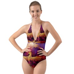 Phoenix Bird Halter Cut-out One Piece Swimsuit by Semog4