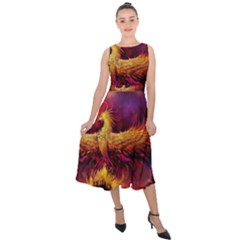 Phoenix Bird Midi Tie-back Chiffon Dress by Semog4