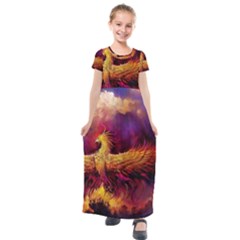 Phoenix Bird Kids  Short Sleeve Maxi Dress by Semog4