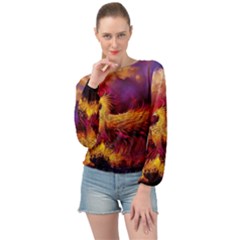 Phoenix Bird Banded Bottom Chiffon Top by Semog4