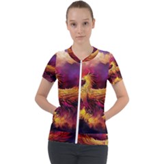 Phoenix Bird Short Sleeve Zip Up Jacket by Semog4