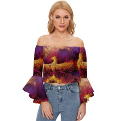 Phoenix Bird Off Shoulder Flutter Bell Sleeve Top by Semog4