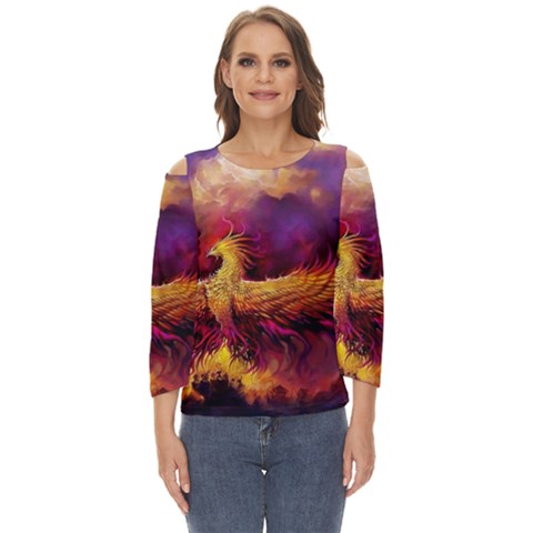 Phoenix Bird Cut Out Wide Sleeve Top by Semog4