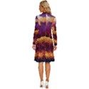 Phoenix Bird Long Sleeve Shirt Collar A-Line Dress View4