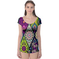 Ethnic Pattern Abstract Boyleg Leotard  by Semog4