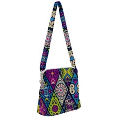 Ethnic Pattern Abstract Zipper Messenger Bag by Semog4