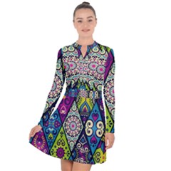 Ethnic Pattern Abstract Long Sleeve Panel Dress by Semog4