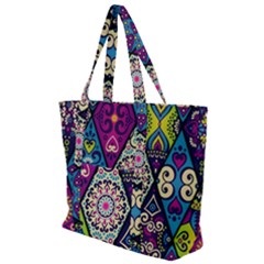 Ethnic Pattern Abstract Zip Up Canvas Bag by Semog4