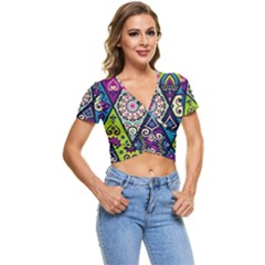 Ethnic Pattern Abstract Short Sleeve Foldover Tee by Semog4