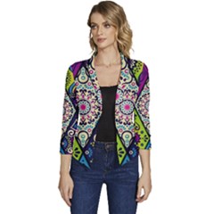 Ethnic Pattern Abstract Women s Casual 3/4 Sleeve Spring Jacket