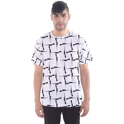 Precision Pursuit: Hunting Motif Black And White Pattern Men s Sport Mesh Tee by dflcprintsclothing