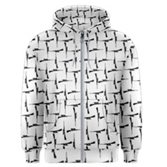 Precision Pursuit: Hunting Motif Black And White Pattern Men s Zipper Hoodie by dflcprintsclothing