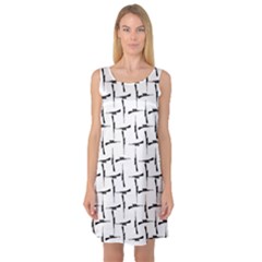 Precision Pursuit: Hunting Motif Black And White Pattern Sleeveless Satin Nightdress by dflcprintsclothing