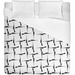 Precision Pursuit: Hunting Motif Black And White Pattern Duvet Cover (king Size) by dflcprintsclothing