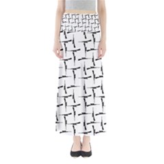 Precision Pursuit: Hunting Motif Black And White Pattern Full Length Maxi Skirt by dflcprintsclothing