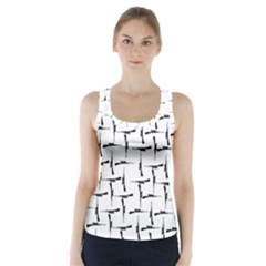 Precision Pursuit: Hunting Motif Black And White Pattern Racer Back Sports Top by dflcprintsclothing