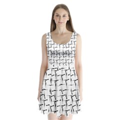 Precision Pursuit: Hunting Motif Black And White Pattern Split Back Mini Dress  by dflcprintsclothing