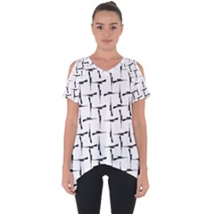 Precision Pursuit: Hunting Motif Black And White Pattern Cut Out Side Drop Tee by dflcprintsclothing