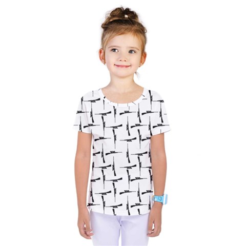 Precision Pursuit: Hunting Motif Black And White Pattern Kids  One Piece Tee by dflcprintsclothing