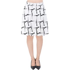 Precision Pursuit: Hunting Motif Black And White Pattern Velvet High Waist Skirt by dflcprintsclothing