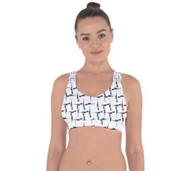 Precision Pursuit: Hunting Motif Black And White Pattern Cross String Back Sports Bra by dflcprintsclothing